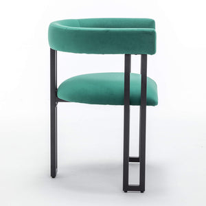 SEYNAR Modern Velvet Dining Chairs Set of 2, Curved Barrel Back Upholstered Armchairs with Black Metal Frame for Dining Room