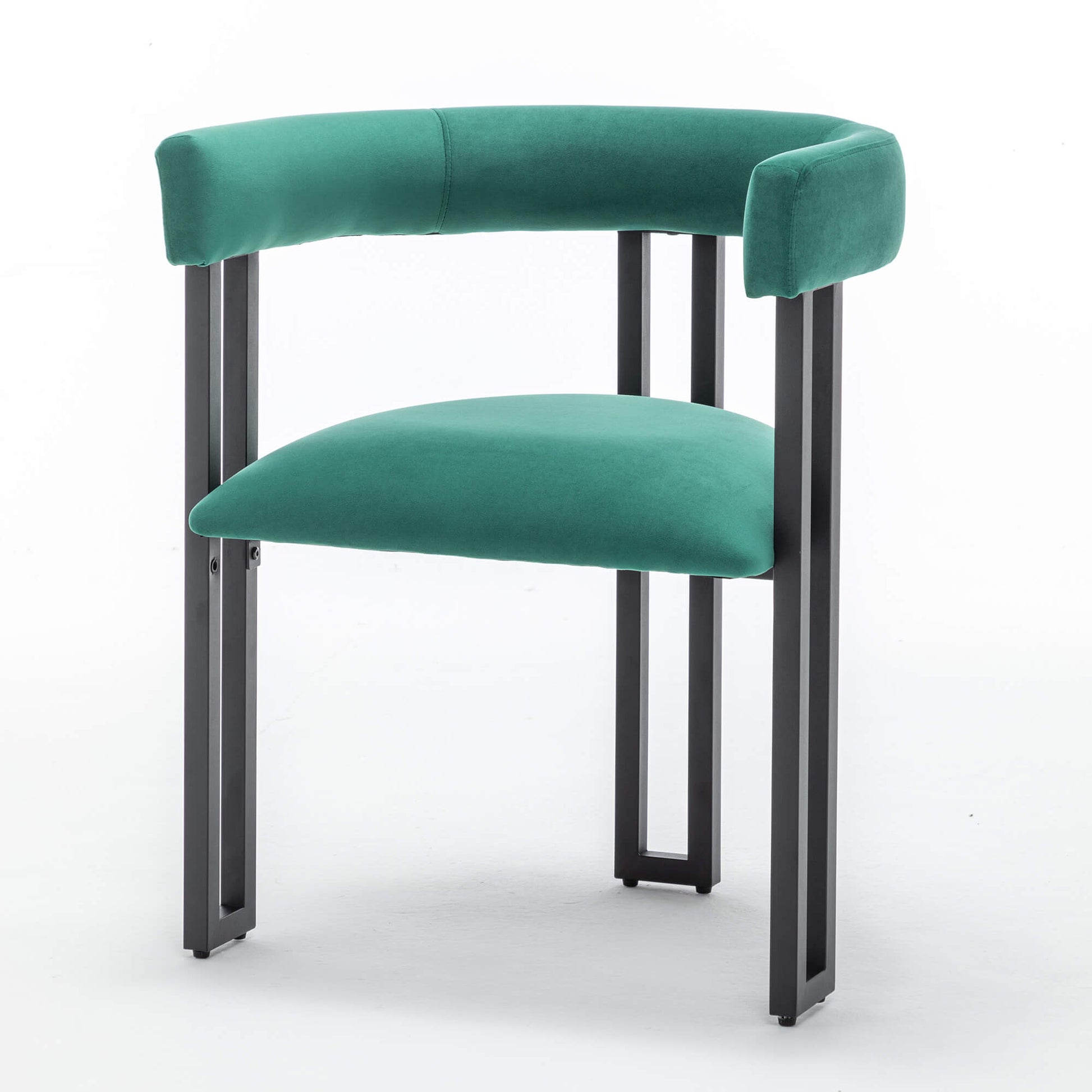 SEYNAR Modern Velvet Dining Chairs Set of 2, Curved Barrel Back Upholstered Armchairs with Black Metal Frame for Dining Room