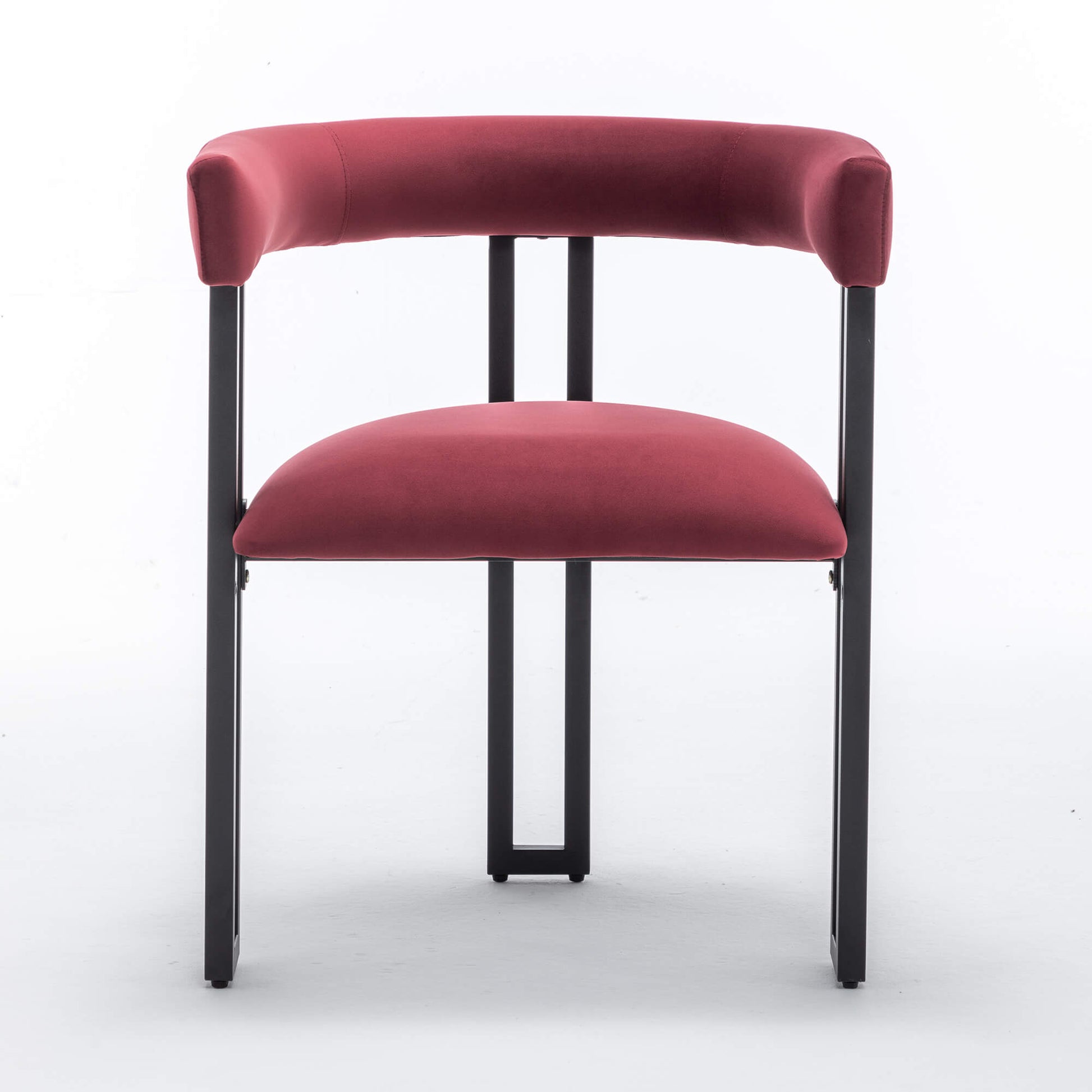SEYNAR Modern Velvet Dining Chairs Set of 2, Curved Barrel Back Upholstered Armchairs with Black Metal Frame for Dining Room
