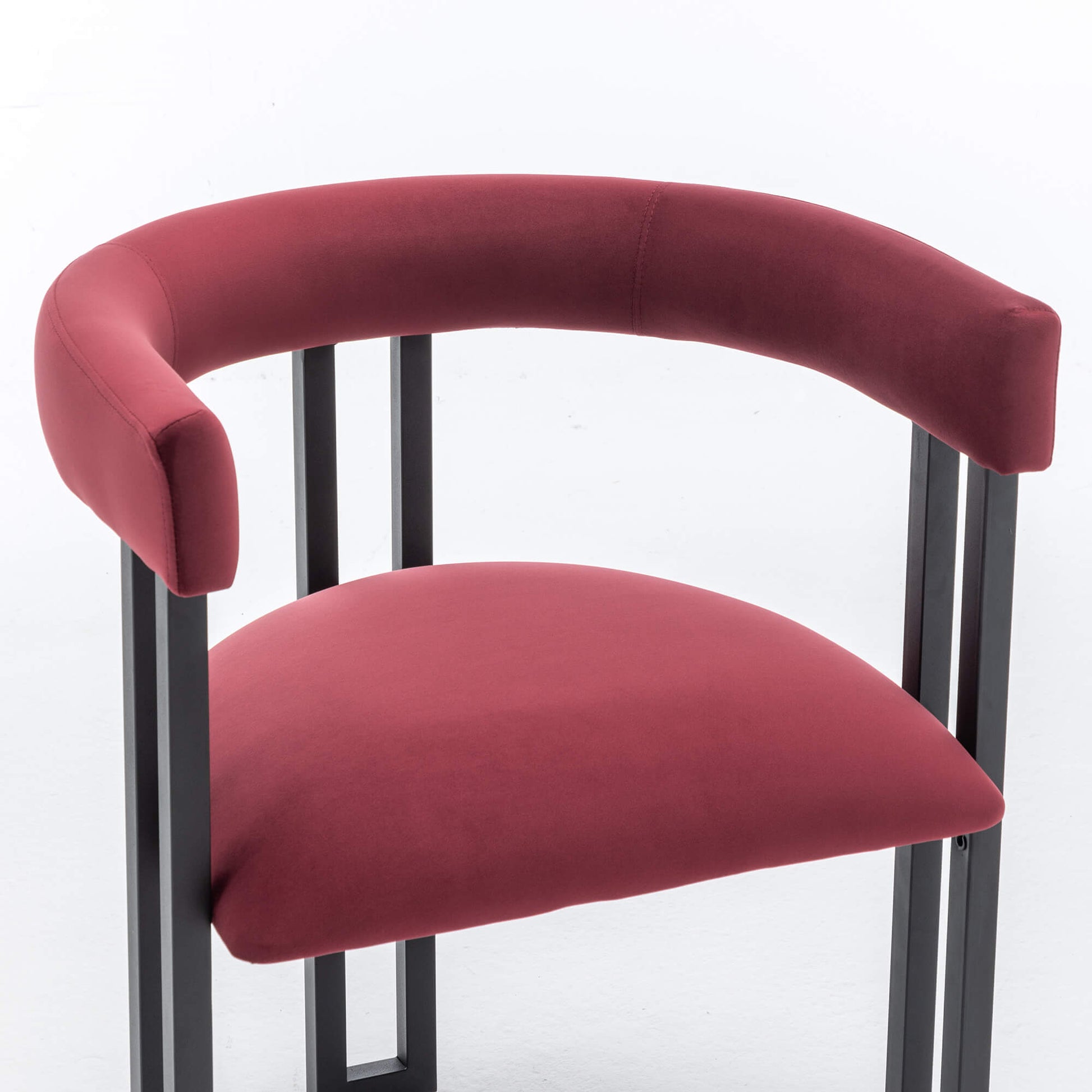 SEYNAR Modern Velvet Dining Chairs Set of 2, Curved Barrel Back Upholstered Armchairs with Black Metal Frame for Dining Room