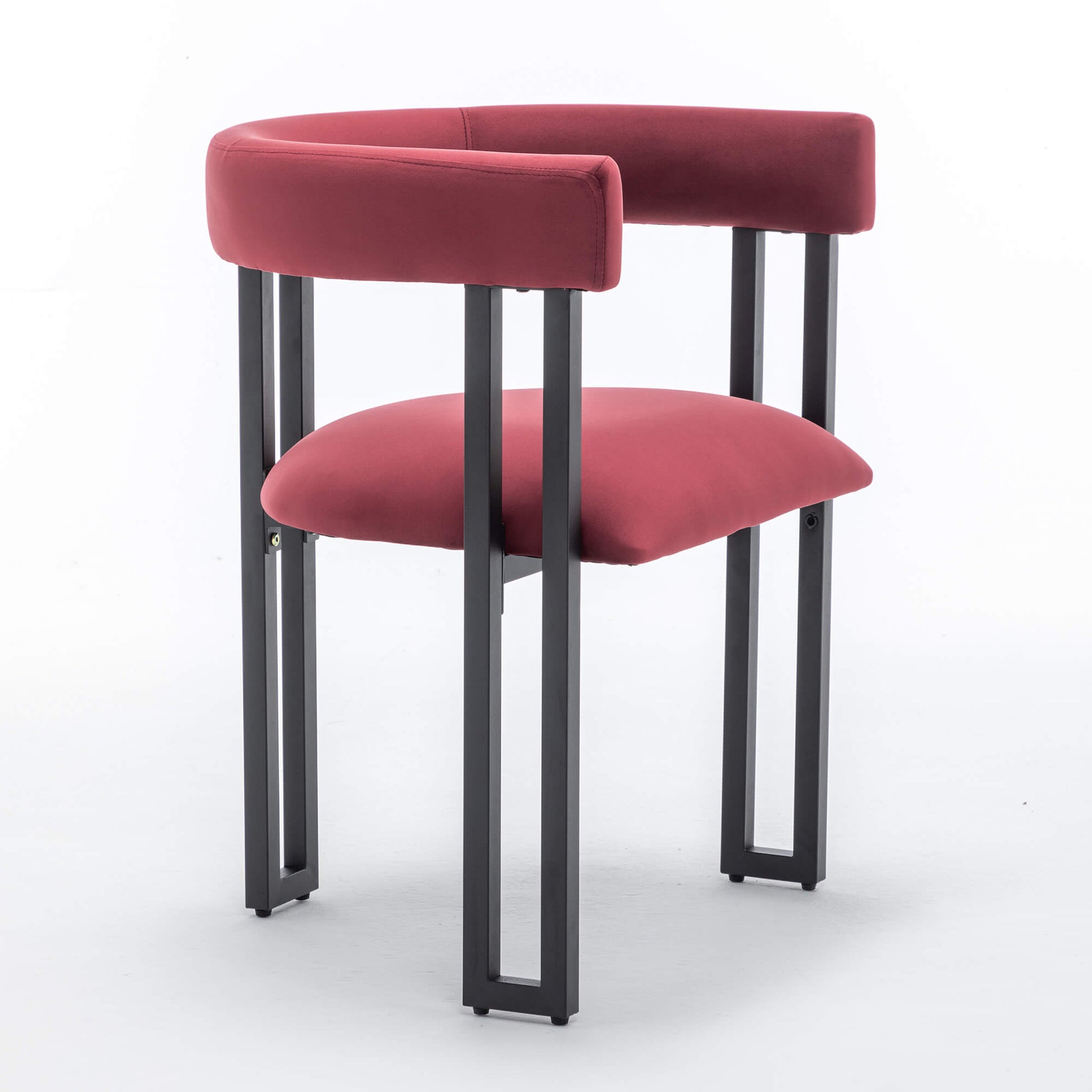 SEYNAR Modern Velvet Dining Chairs Set of 2, Curved Barrel Back Upholstered Armchairs with Black Metal Frame for Dining Room