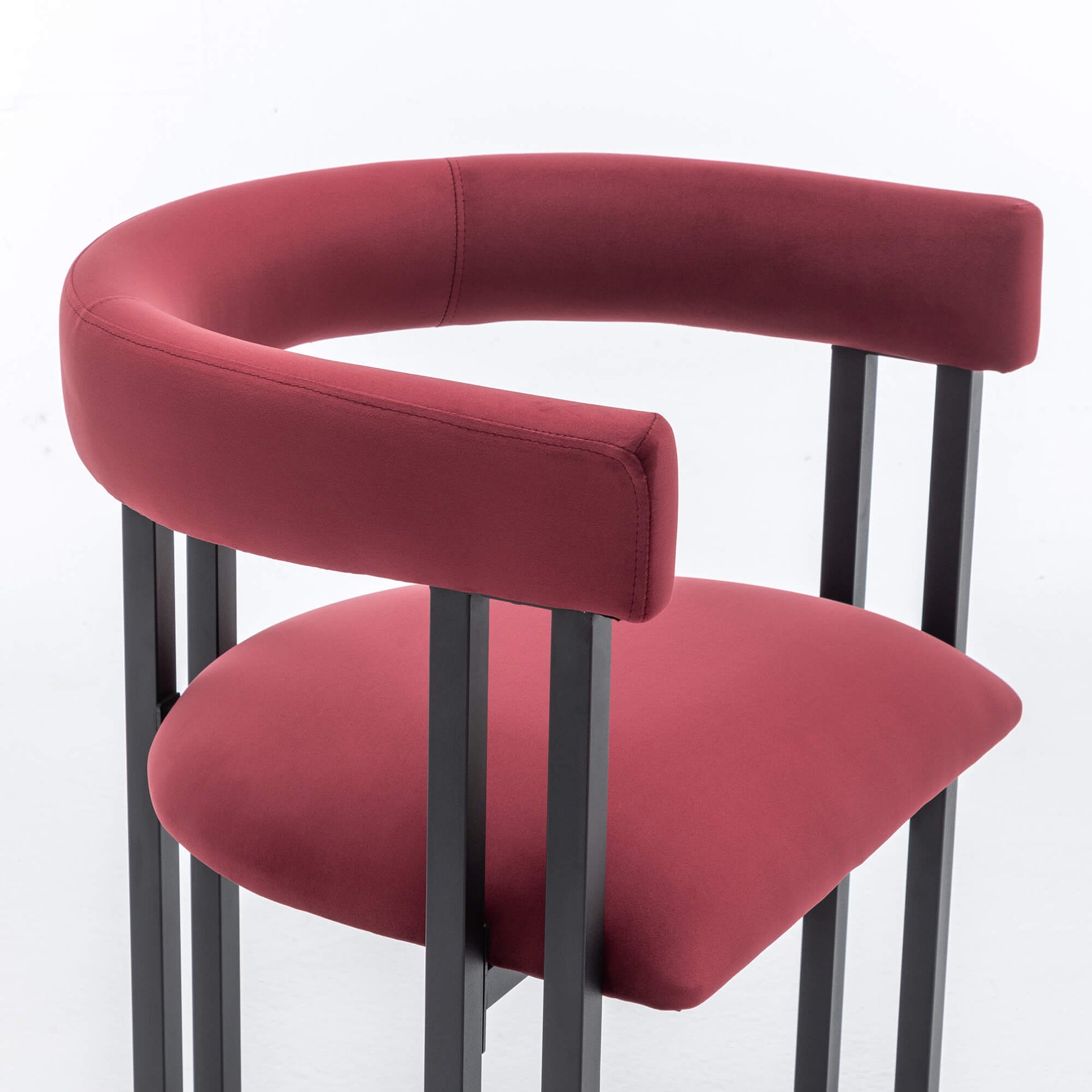 SEYNAR Modern Velvet Dining Chairs Set of 2, Curved Barrel Back Upholstered Armchairs with Black Metal Frame for Dining Room