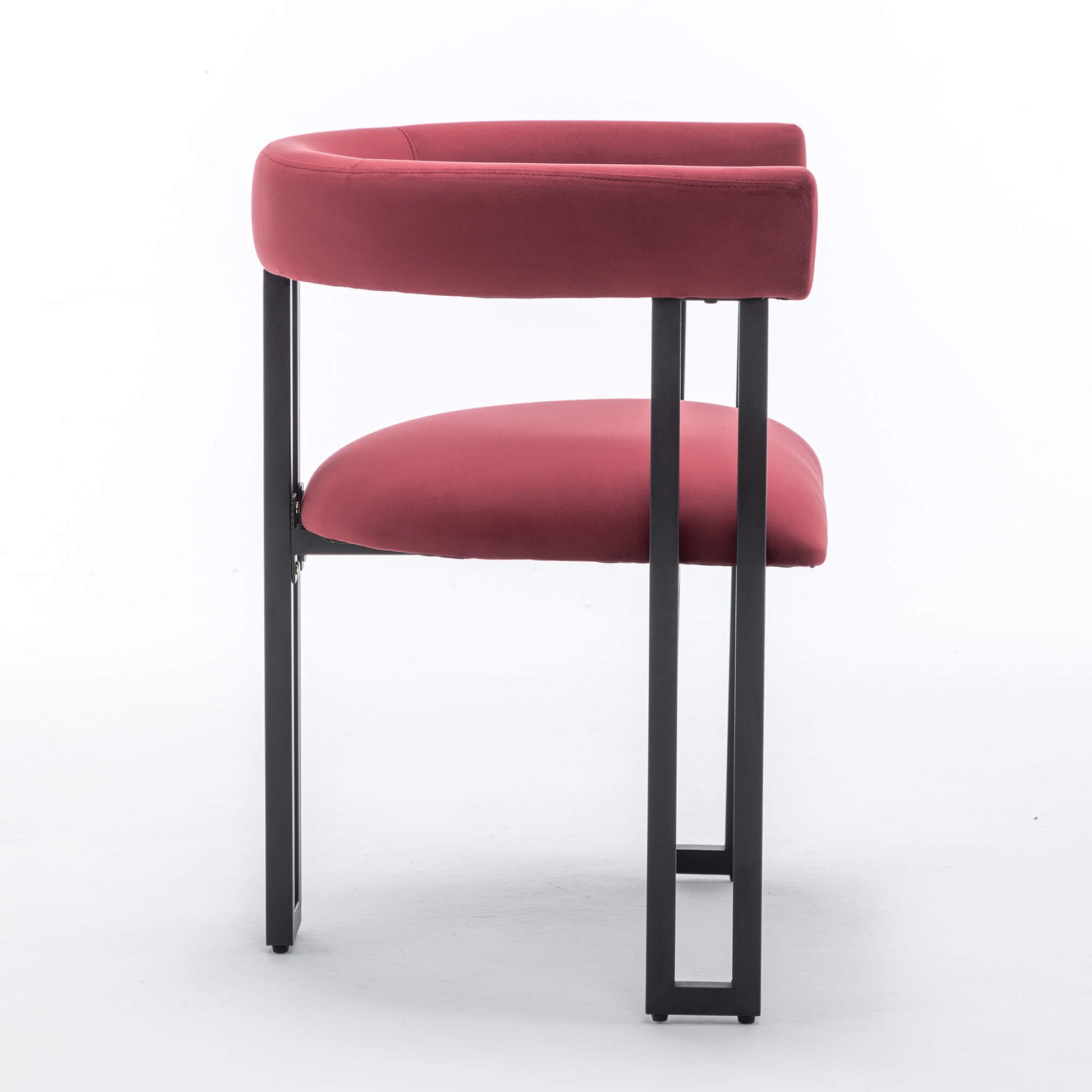 SEYNAR Modern Velvet Dining Chairs Set of 2, Curved Barrel Back Upholstered Armchairs with Black Metal Frame for Dining Room