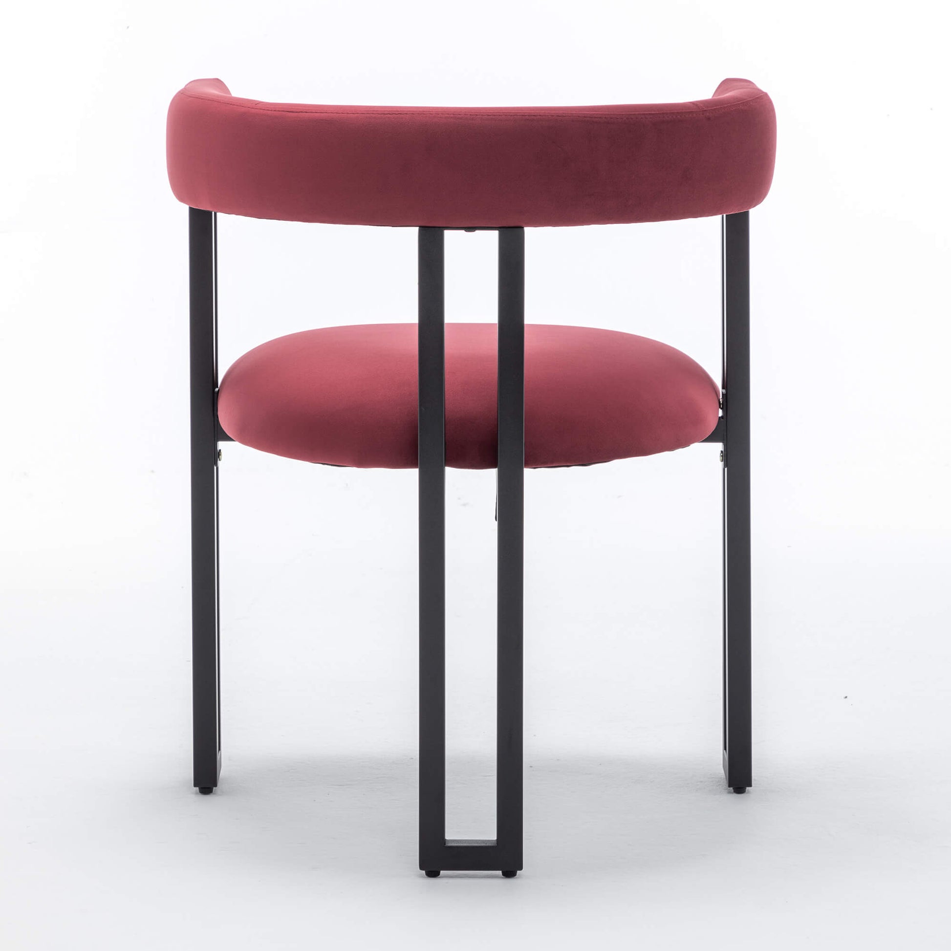 SEYNAR Modern Velvet Dining Chairs Set of 2, Curved Barrel Back Upholstered Armchairs with Black Metal Frame for Dining Room