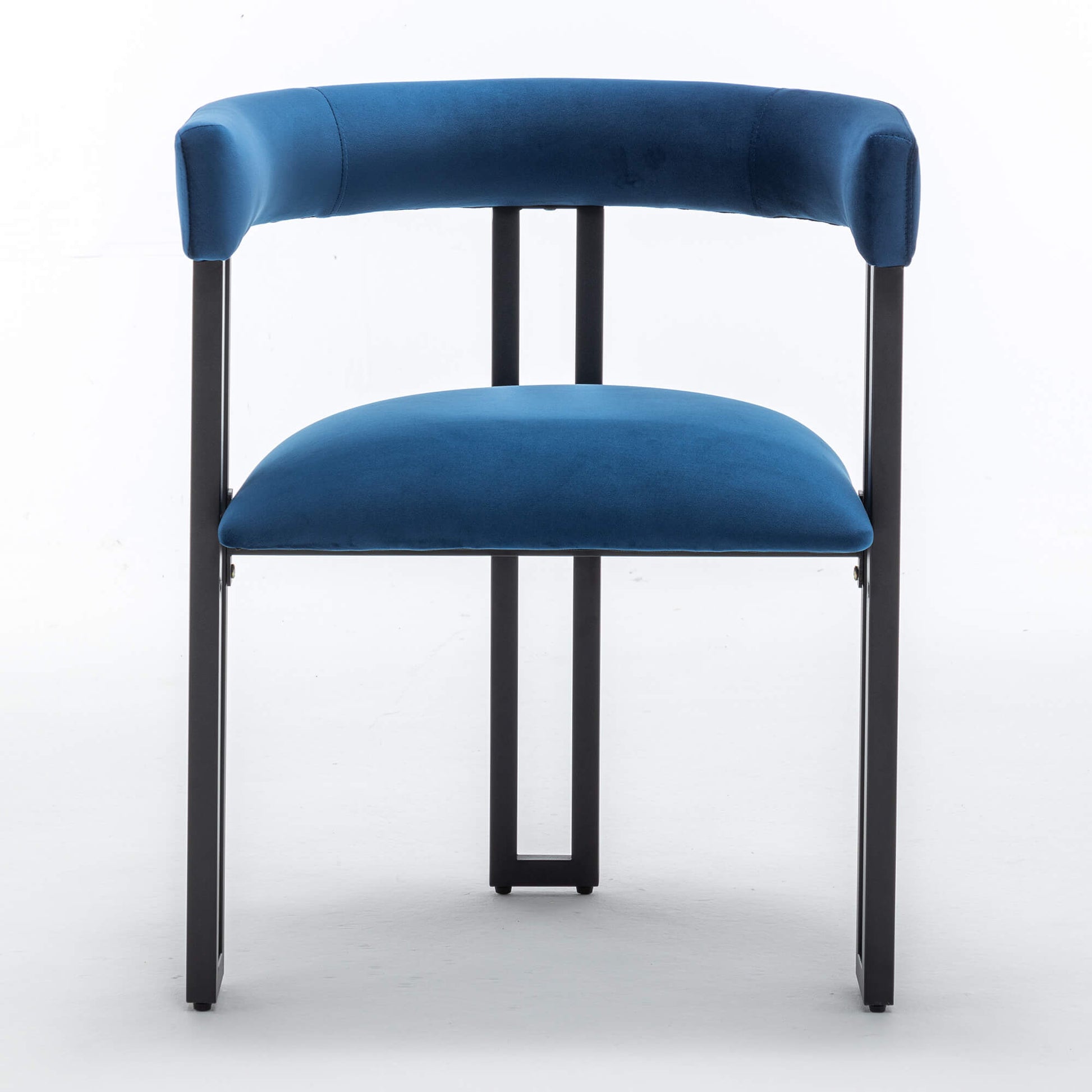 SEYNAR Modern Velvet Dining Chairs Set of 2, Curved Barrel Back Upholstered Armchairs with Black Metal Frame for Dining Room