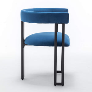 SEYNAR Modern Velvet Dining Chairs Set of 2, Curved Barrel Back Upholstered Armchairs with Black Metal Frame for Dining Room