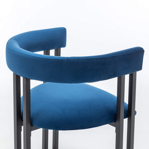 SEYNAR Modern Velvet Dining Chairs Set of 2, Curved Barrel Back Upholstered Armchairs with Black Metal Frame for Dining Room