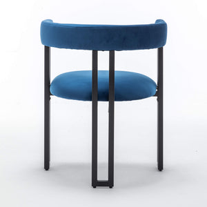 SEYNAR Modern Velvet Dining Chairs Set of 2, Curved Barrel Back Upholstered Armchairs with Black Metal Frame for Dining Room