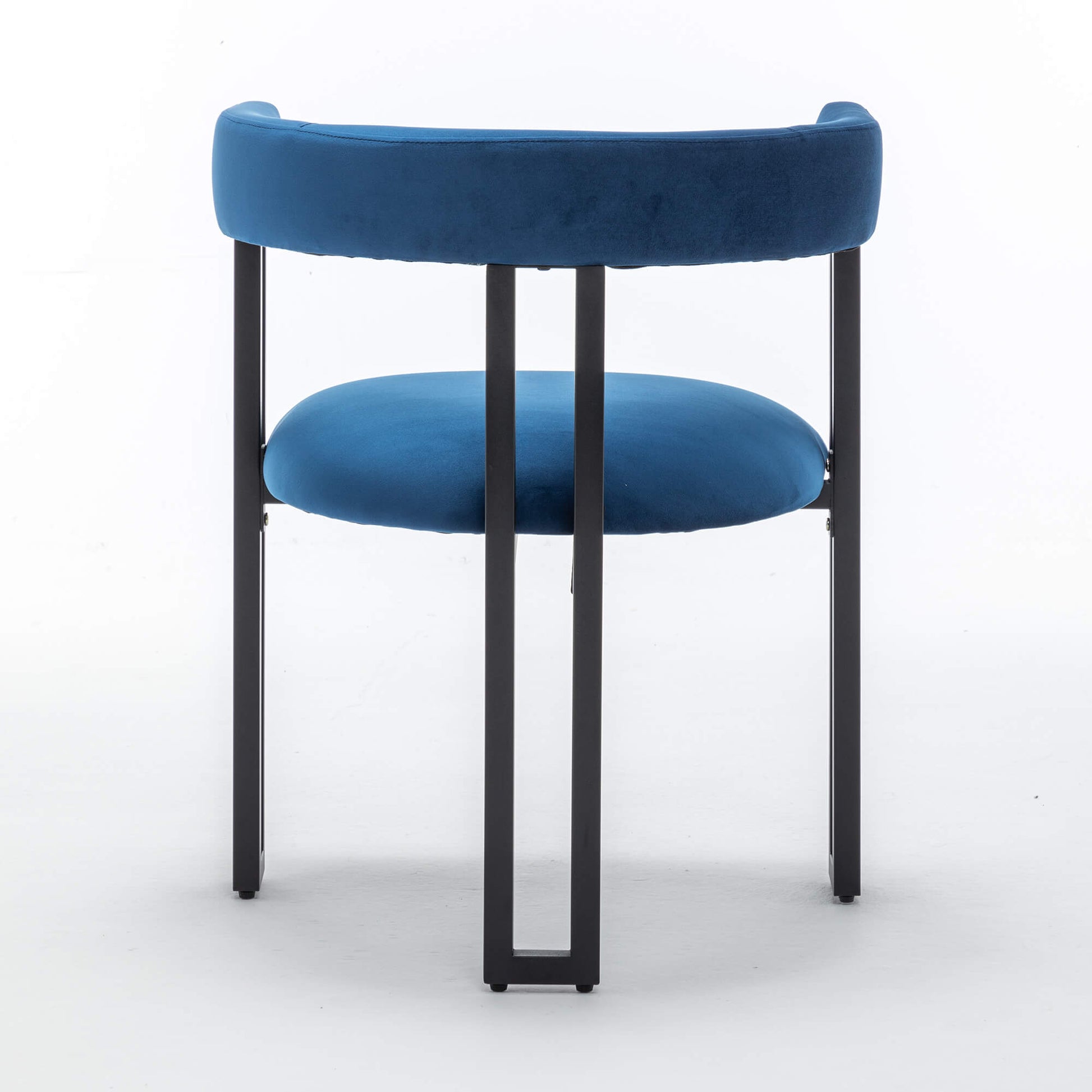 SEYNAR Modern Velvet Dining Chairs Set of 2, Curved Barrel Back Upholstered Armchairs with Black Metal Frame for Dining Room