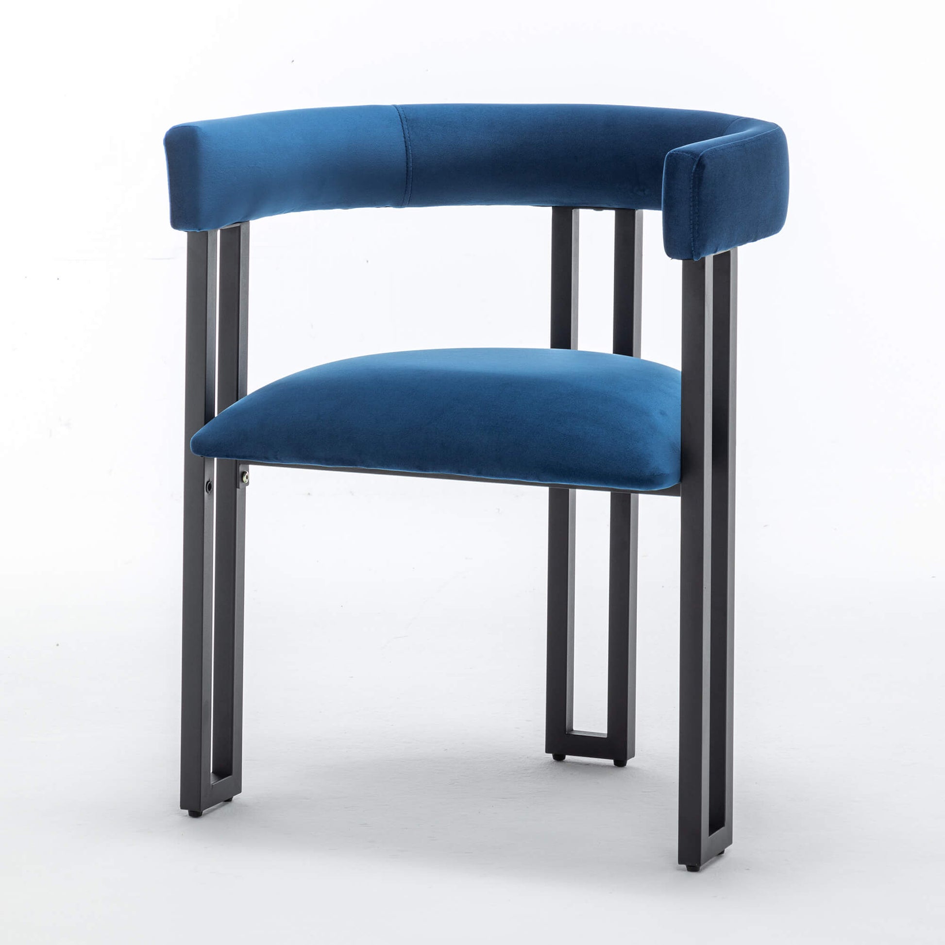 SEYNAR Modern Velvet Dining Chairs Set of 2, Curved Barrel Back Upholstered Armchairs with Black Metal Frame for Dining Room