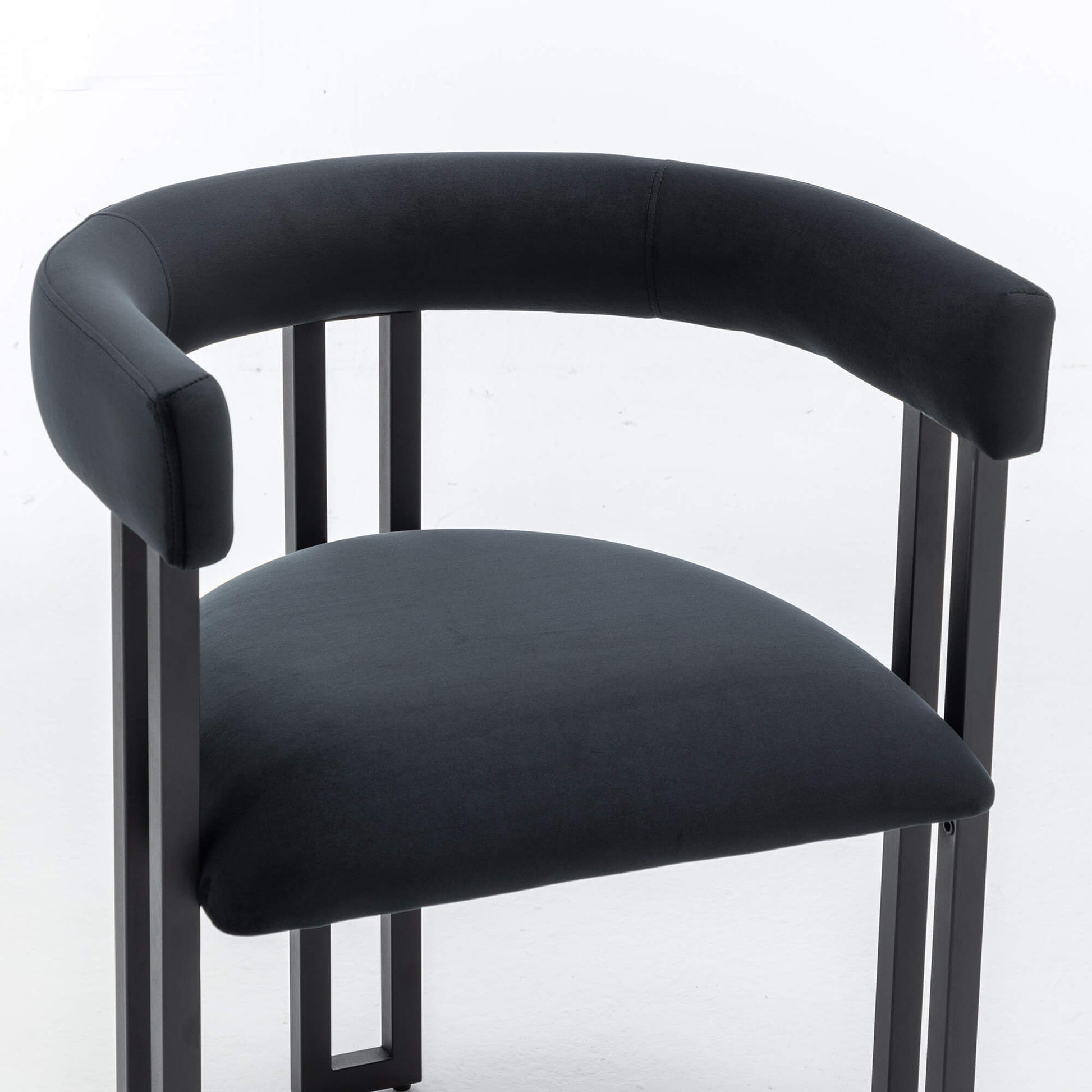SEYNAR Modern Velvet Dining Chairs Set of 2, Curved Barrel Back Upholstered Armchairs with Black Metal Frame for Dining Room