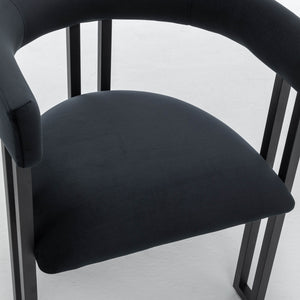 SEYNAR Modern Velvet Dining Chairs Set of 2, Curved Barrel Back Upholstered Armchairs with Black Metal Frame for Dining Room