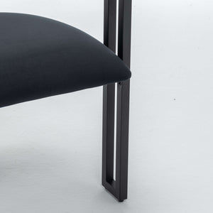 SEYNAR Modern Velvet Dining Chairs Set of 2, Curved Barrel Back Upholstered Armchairs with Black Metal Frame for Dining Room