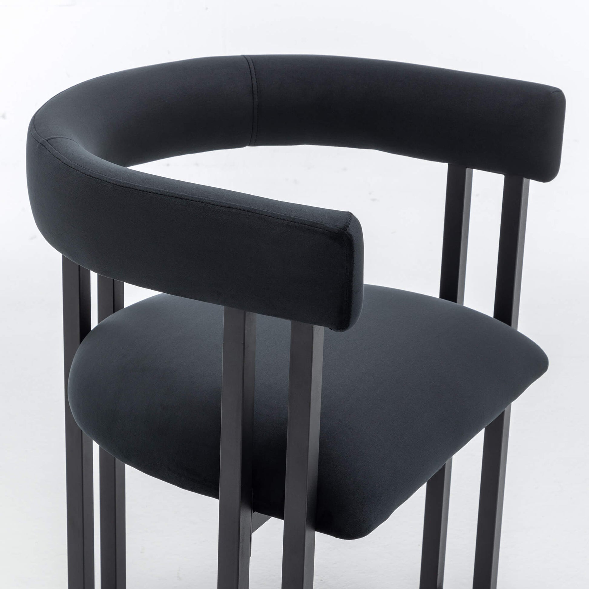 SEYNAR Modern Velvet Dining Chairs Set of 2, Curved Barrel Back Upholstered Armchairs with Black Metal Frame for Dining Room