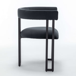 SEYNAR Modern Velvet Dining Chairs Set of 2, Curved Barrel Back Upholstered Armchairs with Black Metal Frame for Dining Room