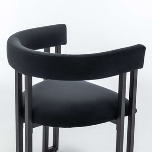 SEYNAR Modern Velvet Dining Chairs Set of 2, Curved Barrel Back Upholstered Armchairs with Black Metal Frame for Dining Room
