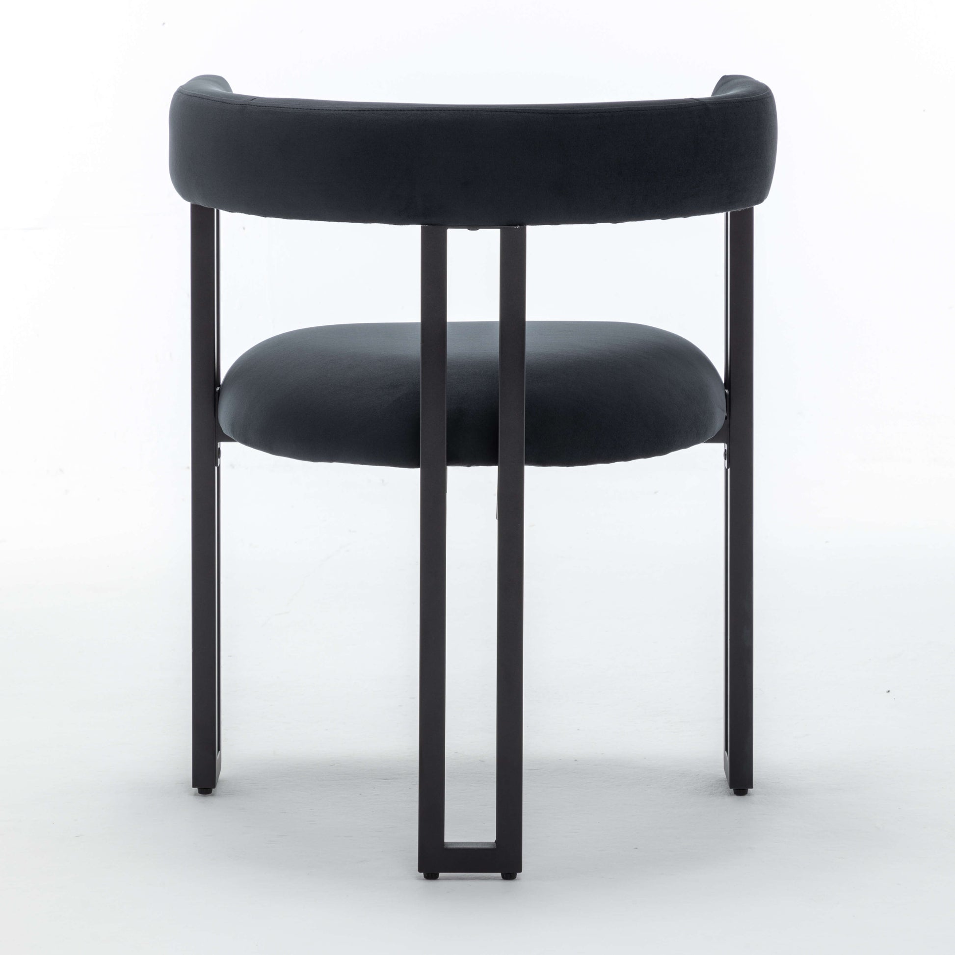 SEYNAR Modern Velvet Dining Chairs Set of 2, Curved Barrel Back Upholstered Armchairs with Black Metal Frame for Dining Room