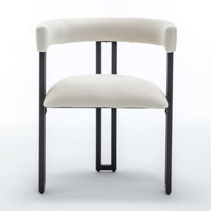 SEYNAR Modern Velvet Dining Chairs Set of 2, Curved Barrel Back Upholstered Armchairs with Black Metal Frame for Dining Room