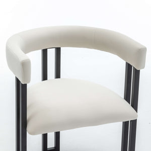 SEYNAR Modern Velvet Dining Chairs Set of 2, Curved Barrel Back Upholstered Armchairs with Black Metal Frame for Dining Room