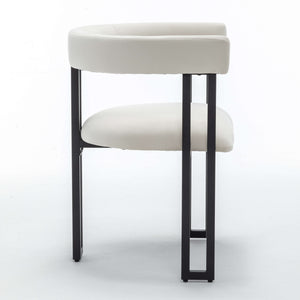 SEYNAR Modern Velvet Dining Chairs Set of 2, Curved Barrel Back Upholstered Armchairs with Black Metal Frame for Dining Room