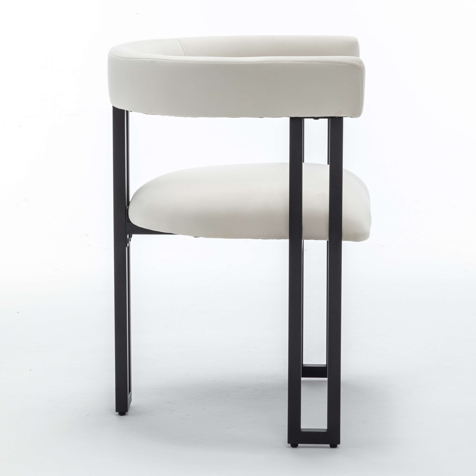 SEYNAR Modern Velvet Dining Chairs Set of 2, Curved Barrel Back Upholstered Armchairs with Black Metal Frame for Dining Room