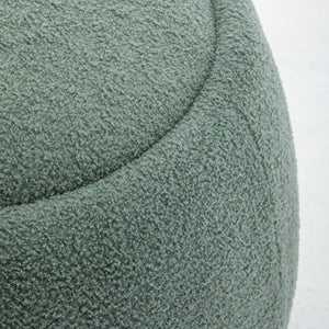 SEYNAR 25" Faux Sherling Round Storage Ottoman - Large Cozy Bouclé Footrest Stool