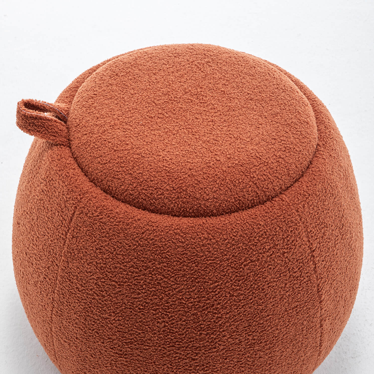 SEYNAR 25" Faux Sherling Round Storage Ottoman - Large Cozy Bouclé Footrest Stool