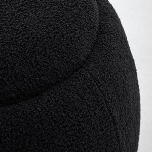 SEYNAR 25" Faux Sherling Round Storage Ottoman - Large Cozy Bouclé Footrest Stool