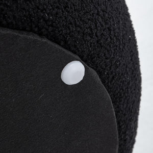 SEYNAR 25" Faux Sherling Round Storage Ottoman - Large Cozy Bouclé Footrest Stool