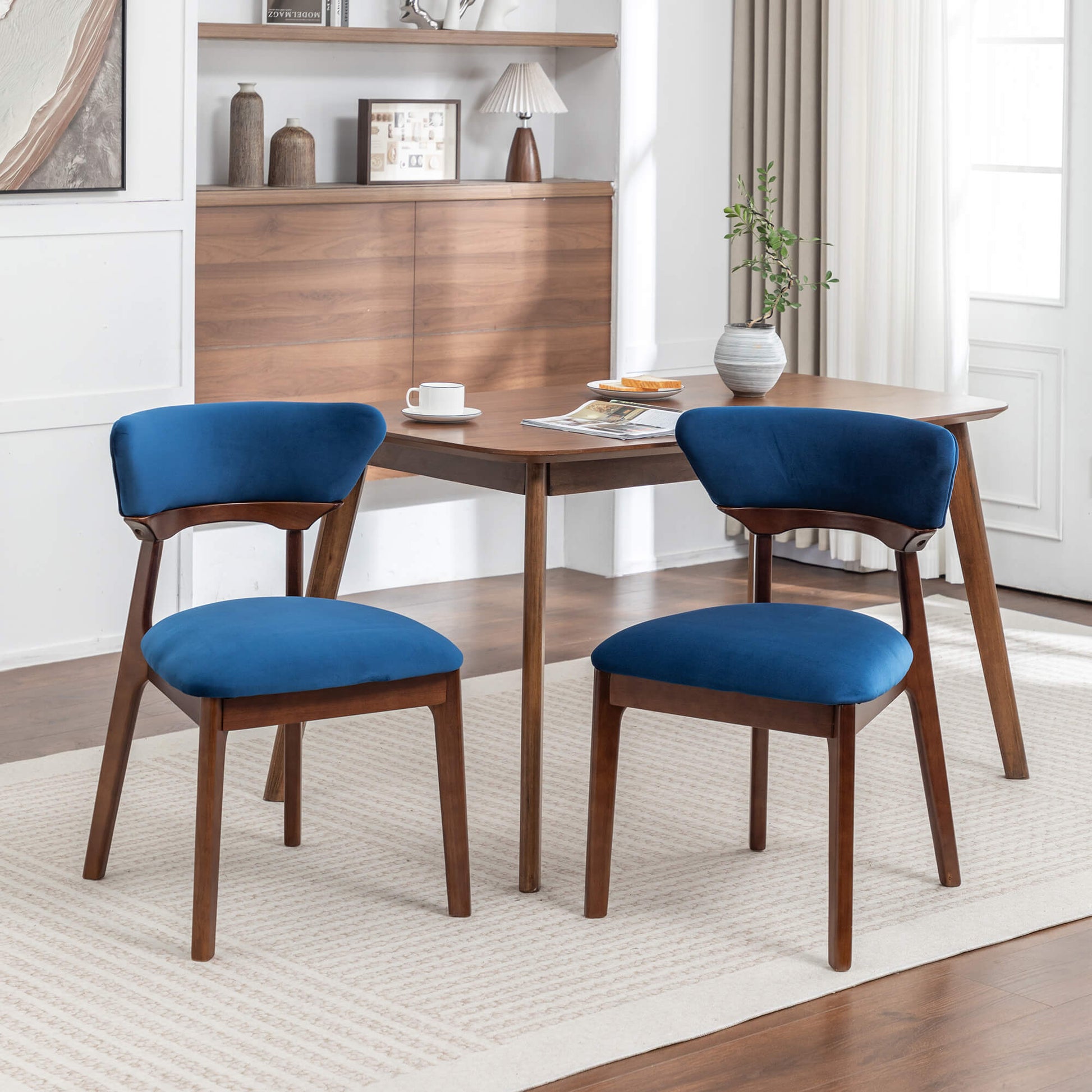SEYNAR Modern Velvet Dining Chairs with Solid Wood Legs Set of 2/4/6