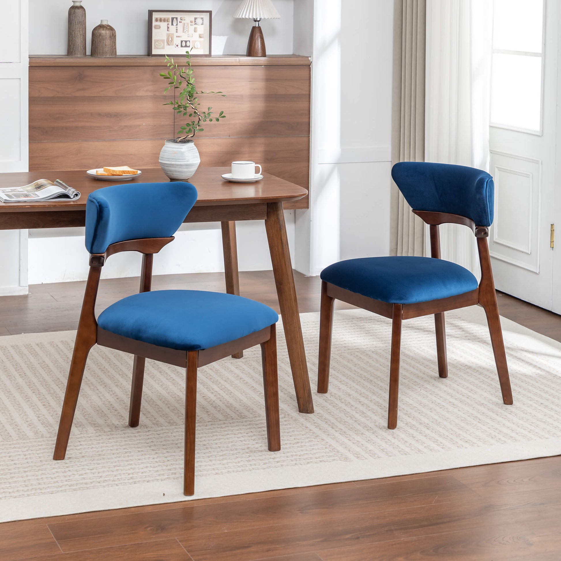 SEYNAR Modern Velvet Dining Chairs with Solid Wood Legs Set of 2/4/6