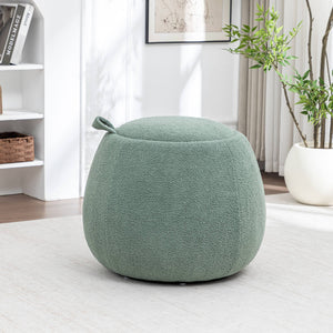 SEYNAR 25" Faux Sherling Round Storage Ottoman - Large Cozy Bouclé Footrest Stool
