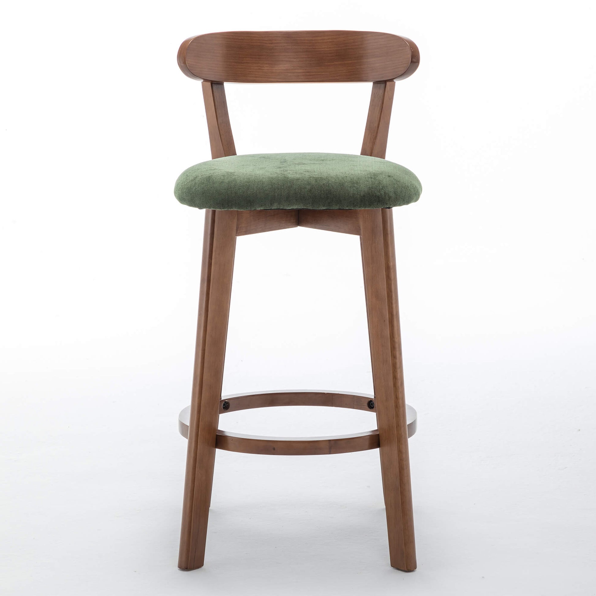 SEYNAR Modern 34.2" Bar Stools Set of 2/4, Solid Wood Barstools with Chenille Cushions & Round Footrest