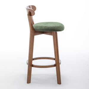 SEYNAR Modern 34.2" Bar Stools Set of 2/4, Solid Wood Barstools with Chenille Cushions & Round Footrest