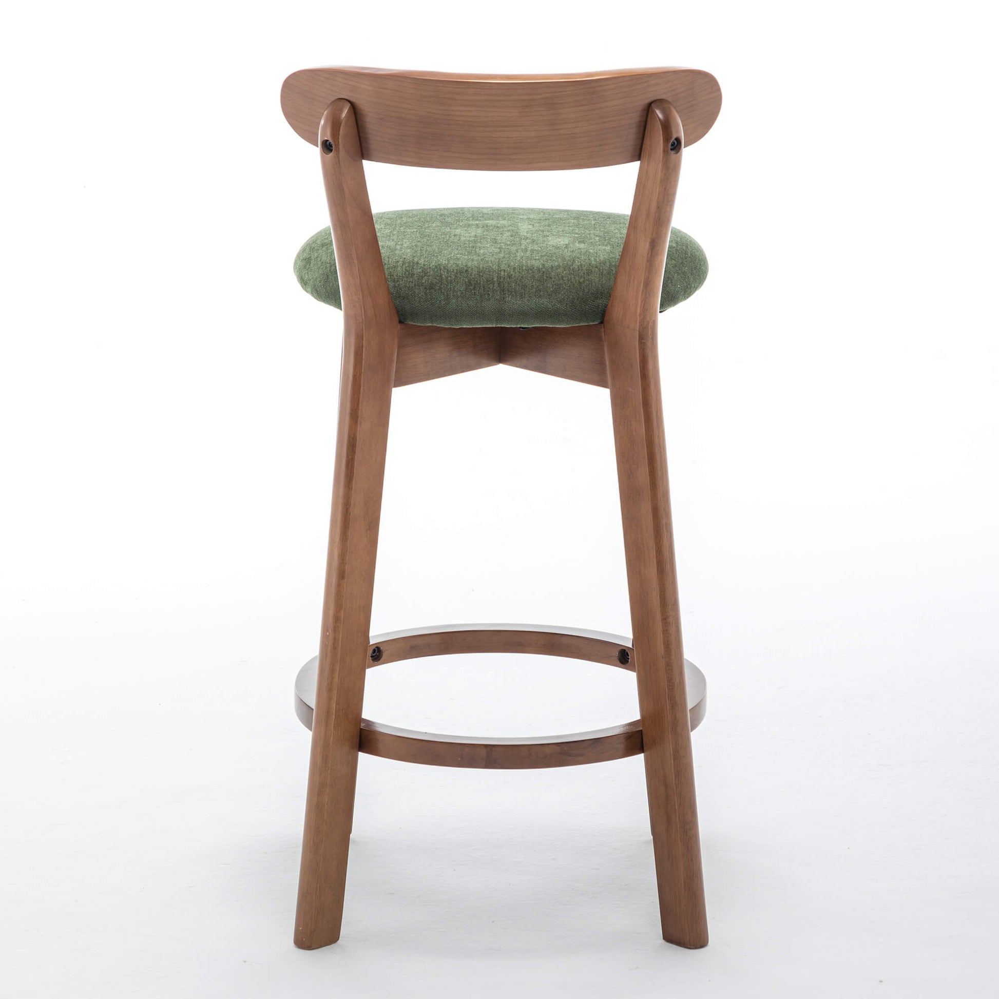 SEYNAR Modern 34.2" Bar Stools Set of 2/4, Solid Wood Barstools with Chenille Cushions & Round Footrest