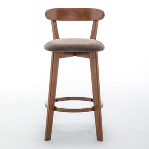 SEYNAR Modern 34.2" Bar Stools Set of 2/4, Solid Wood Barstools with Chenille Cushions & Round Footrest