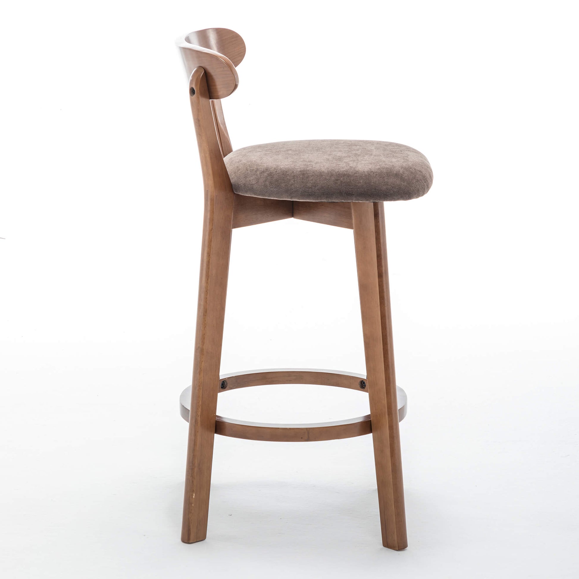 SEYNAR Modern 34.2" Bar Stools Set of 2/4, Solid Wood Barstools with Chenille Cushions & Round Footrest