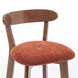 SEYNAR Modern 34.2" Bar Stools Set of 2/4, Solid Wood Barstools with Chenille Cushions & Round Footrest