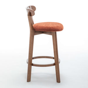 SEYNAR Modern 34.2" Bar Stools Set of 2/4, Solid Wood Barstools with Chenille Cushions & Round Footrest