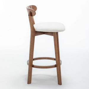 SEYNAR Modern 34.2" Bar Stools Set of 2/4, Solid Wood Barstools with Chenille Cushions & Round Footrest
