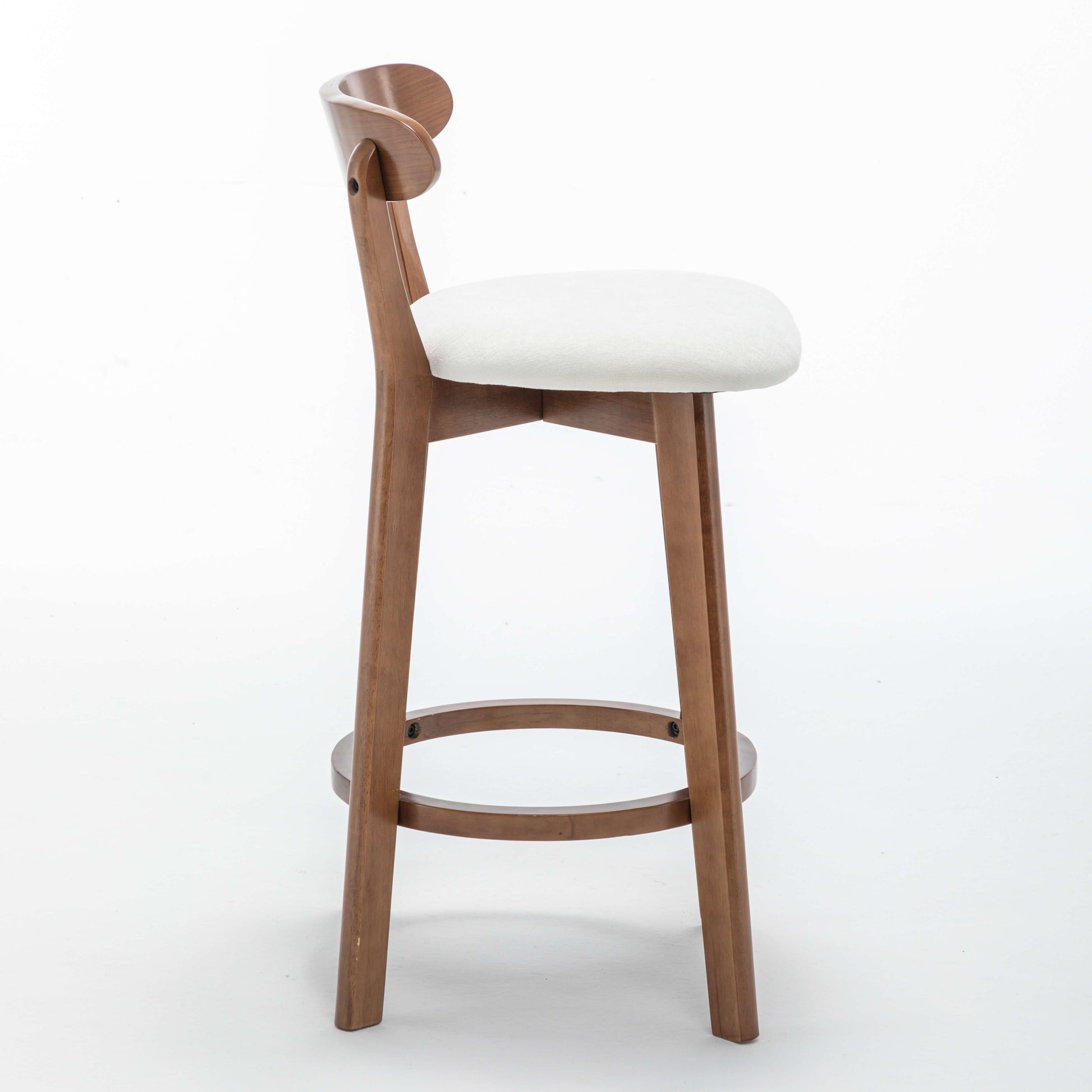 SEYNAR Modern 34.2" Bar Stools Set of 2/4, Solid Wood Barstools with Chenille Cushions & Round Footrest