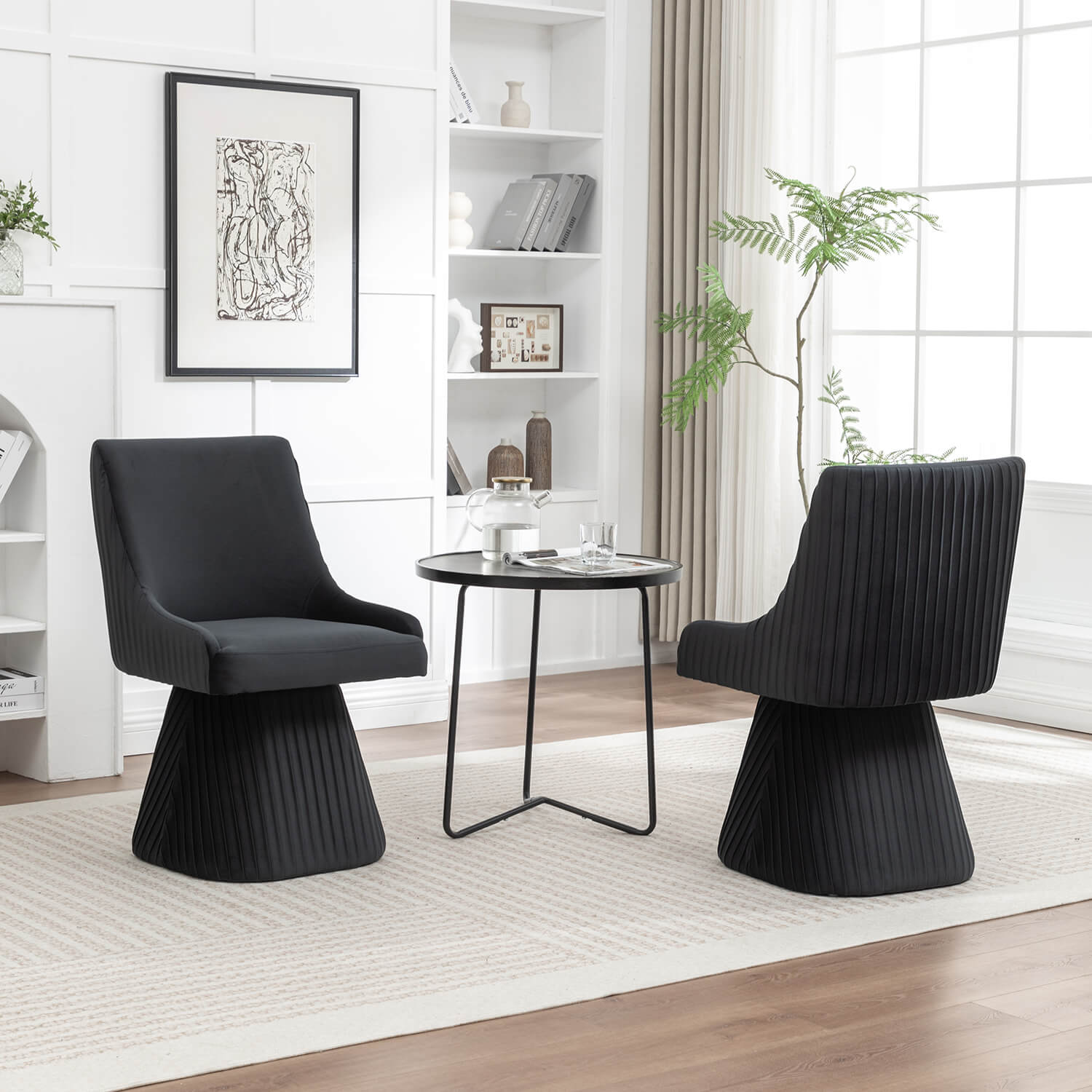 SEYNAR Modern Velvet 360 Degree Swivel Armless Dining chair(Single/Set of 2/4/6)