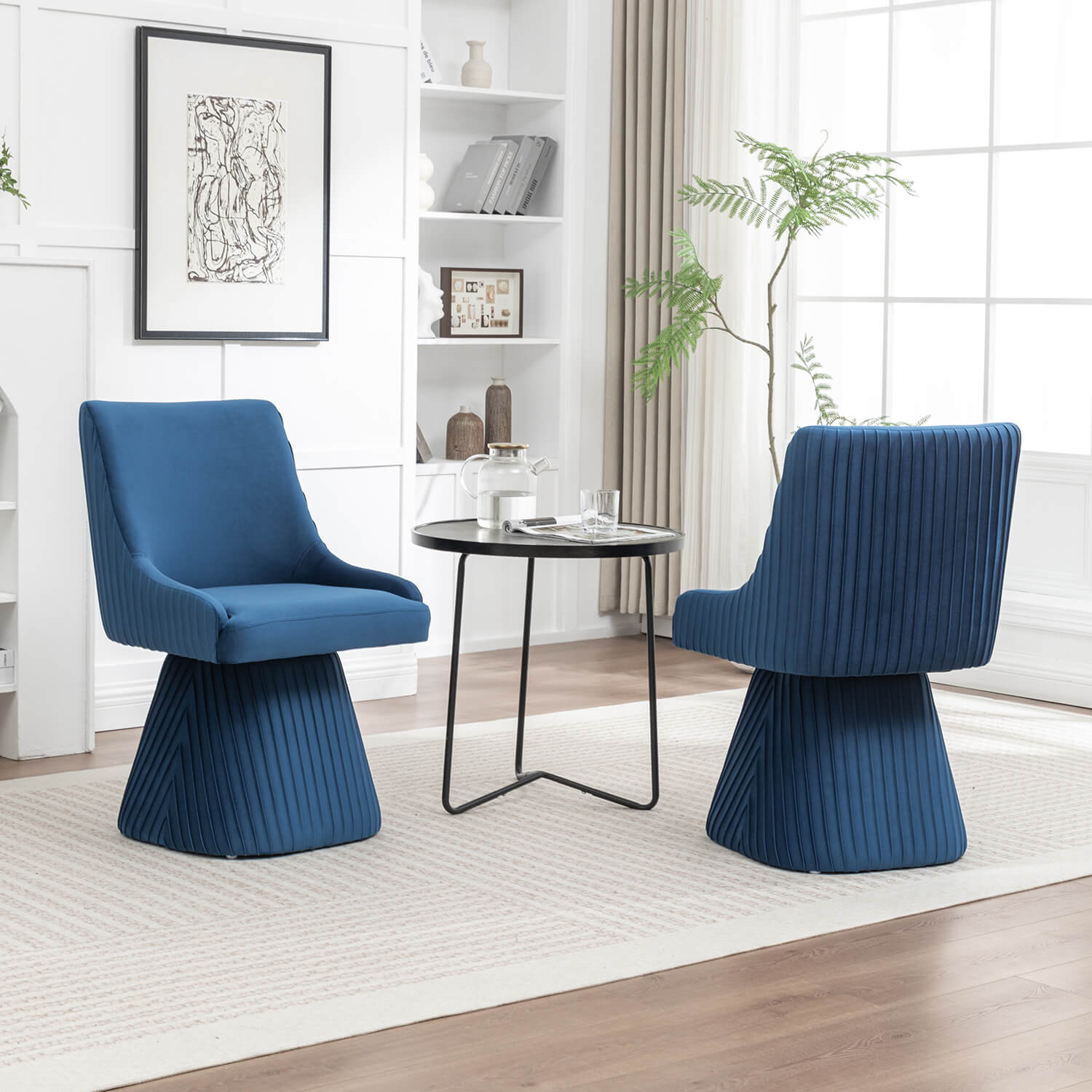 SEYNAR Modern Velvet 360 Degree Swivel Armless Dining chair(Single/Set of 2/4/6)