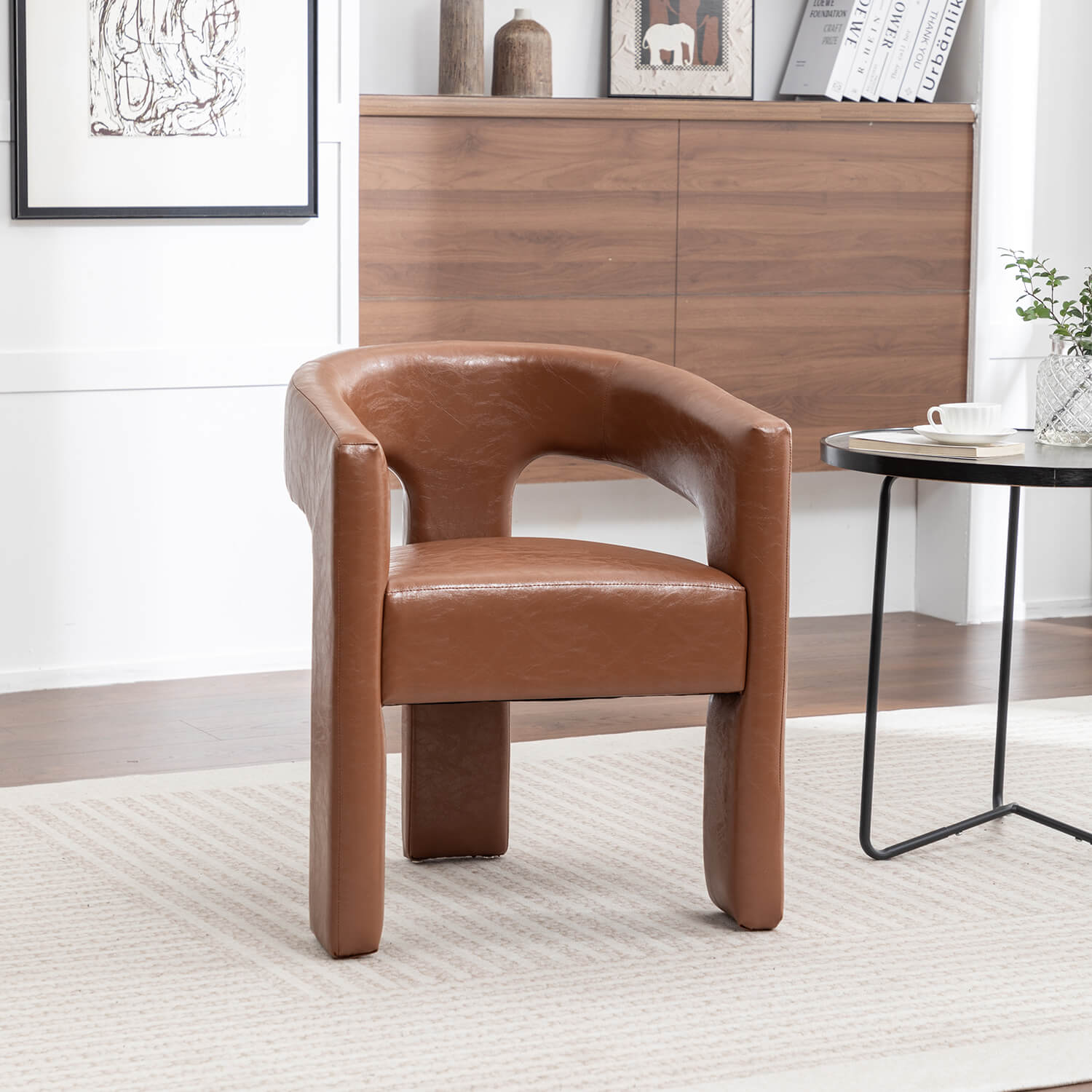 SEYNAR Modern Glam PU Leather Upholstered Dining Chair