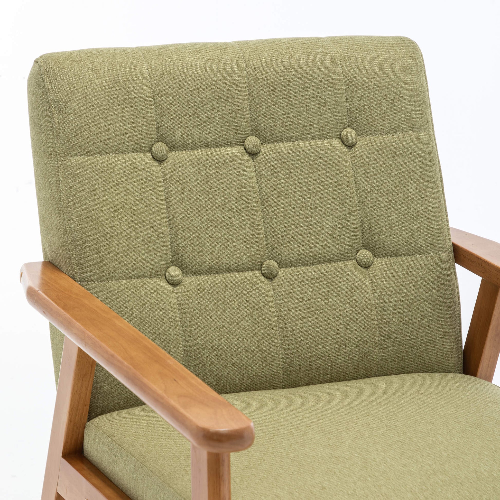 SEYNAR Mid-Century Linen Button-Tufted Accent Chair with Solid Wood Frame(Single/Set of 2)