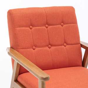SEYNAR Mid-Century Linen Button-Tufted Accent Chair with Solid Wood Frame(Single/Set of 2)