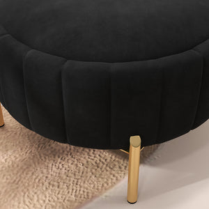 SEYNAR Modern Velvet Round Storage Ottoman with Gold Legs