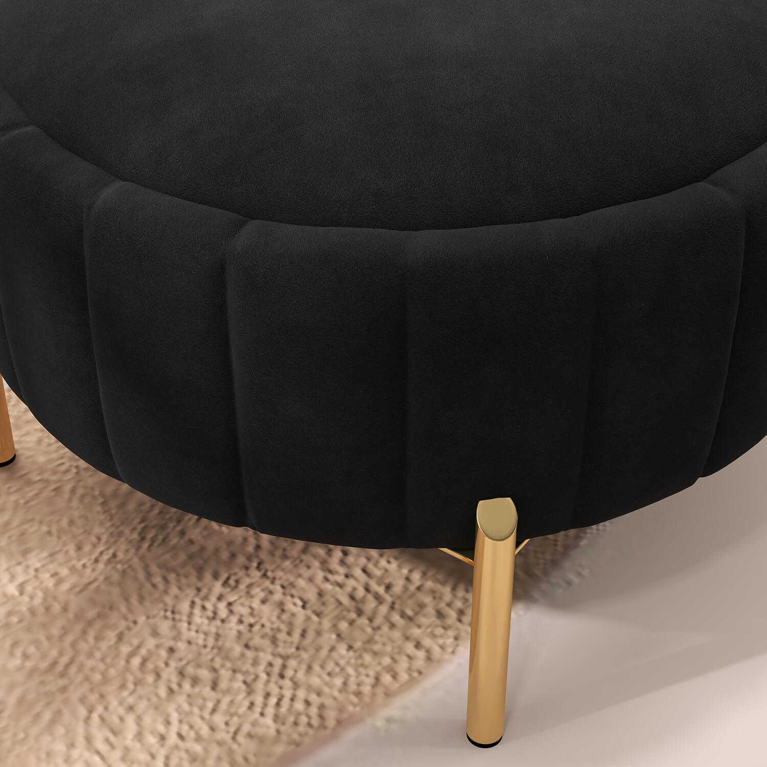 SEYNAR Modern Velvet Round Storage Ottoman with Gold Legs