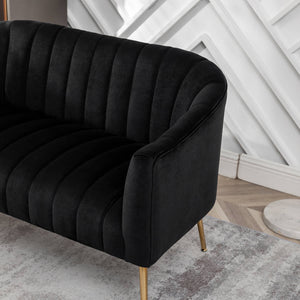 SEYNAR Modern Glam Comfy 50" Metal Legs Curved Sofa 2 Seaters Loveseat with Tufted Back