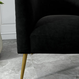 SEYNAR Mid-Century Modern Velvet Barrel Accent Chair, Round Upholstered Living Room Chair with Gold Finish Metal Base(Single/Set of 2)